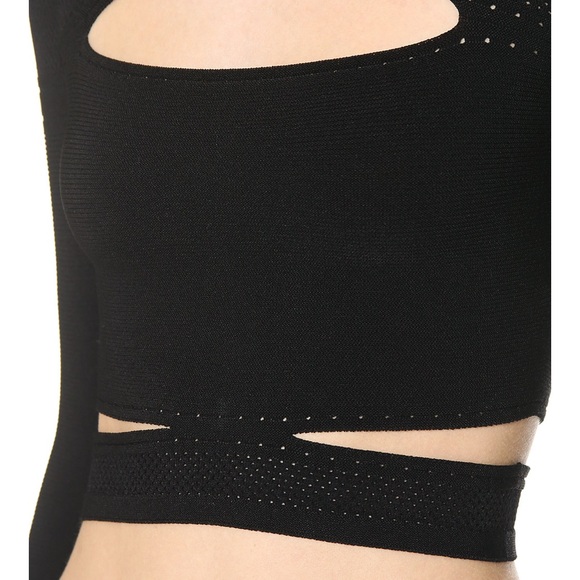 CUSHNIE ET OCHS CROPPED SLASHED KNIT TOP, SZ S BLACK - Picture 10 of 15